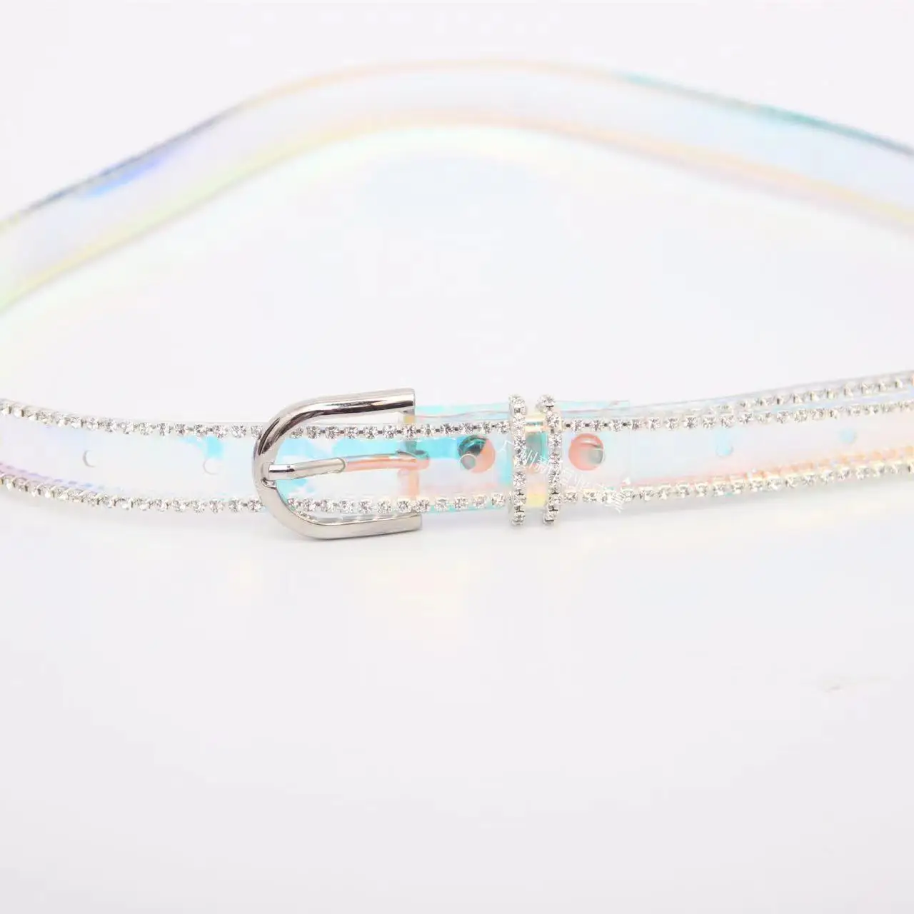 New fashion illusion plastic belt rhinestone encrusted belt ladies thin belt