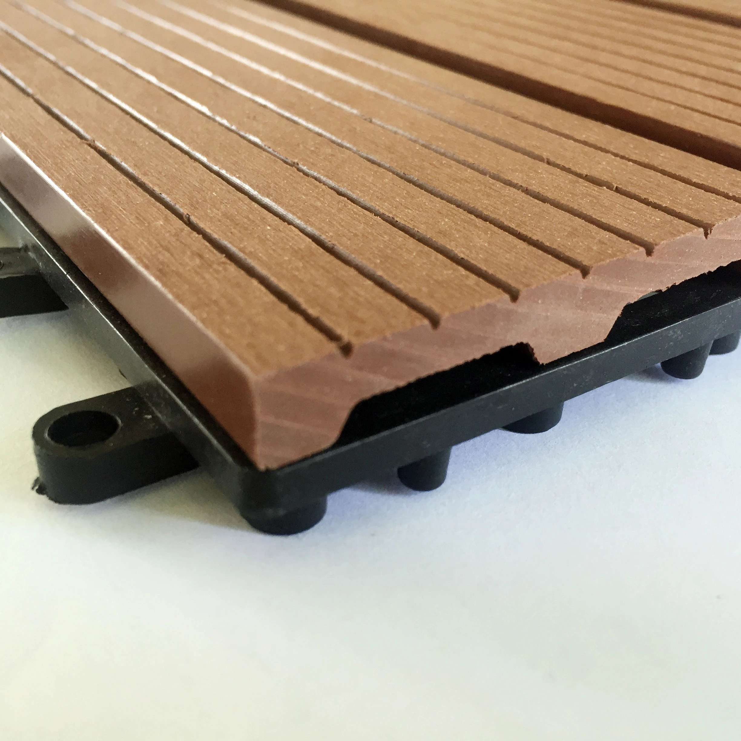 WPC embossed flooring waterproof and uv-resistant wood plastic deck tiles interlocking garden patio