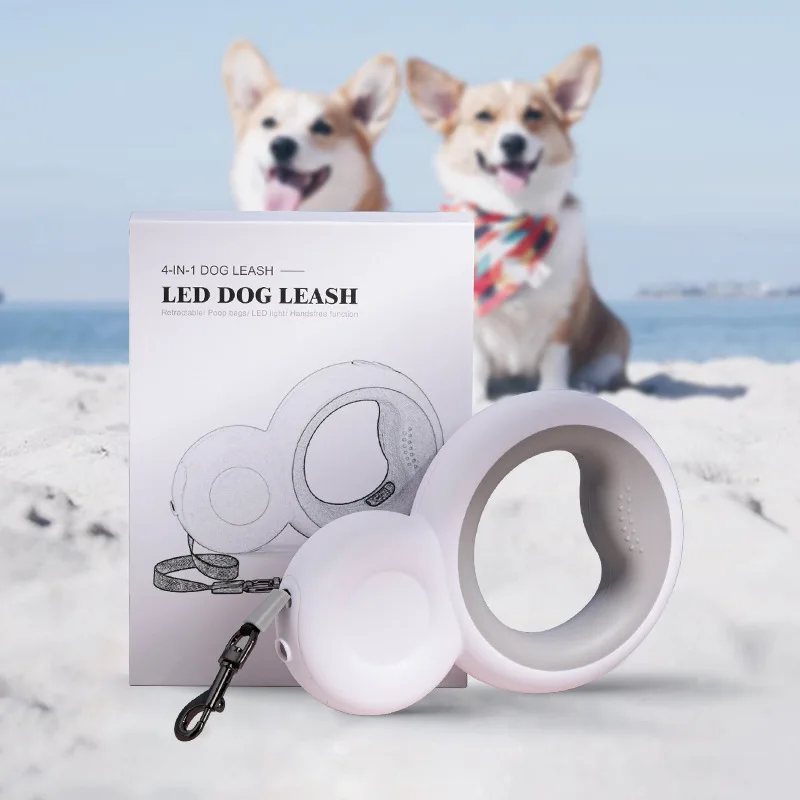 Custom Logo Heavy Duty Lead Strap Pet USB Charging Automatic Retractable Hands Free Dog Leash