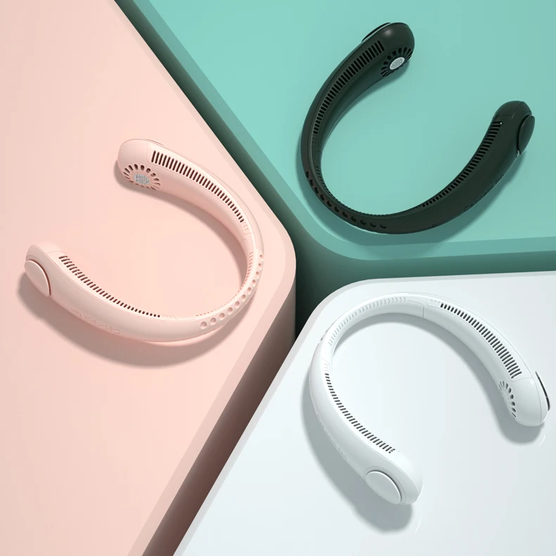 Portable neck hanging air cooling fan USB rechargeable bladeless mini necklace air flow for summer outdoor