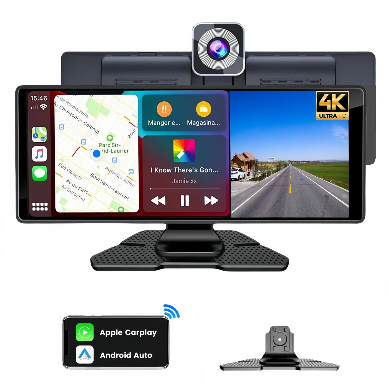 Портативная автомобильная стереосистема для беспроводного Apple Carplay & Android Авто 9 3 дюймов HD IPS 1080P сенсорный экран PND Autoradio автомобильное радио