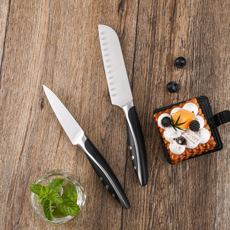 Wholesale OEM All Steel Round Handle Universal Kitchen Knives 5 Piece Set Professional 8inch chef knife for slicing vegetables