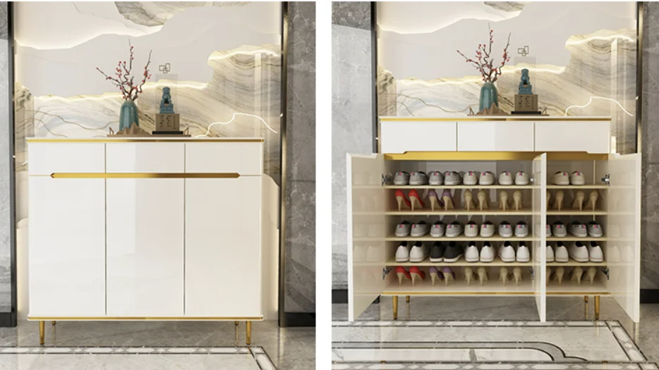 Modern light luxury living room furniture high density board cabinet shoes storage shoe cabinet