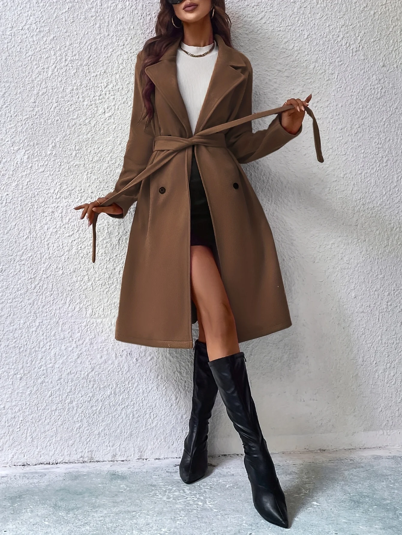 Fall/Winter  Europe and America new style classy fashionable Rope Mid-length coat