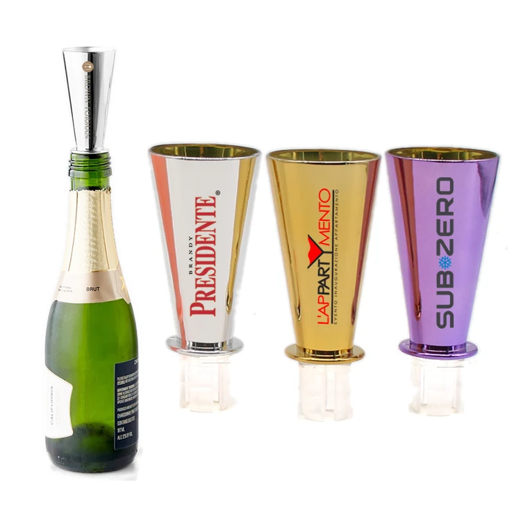 Hot Sell Wholesale Plastic Silver Plated Standard Bottle Mini Champagne Sippers