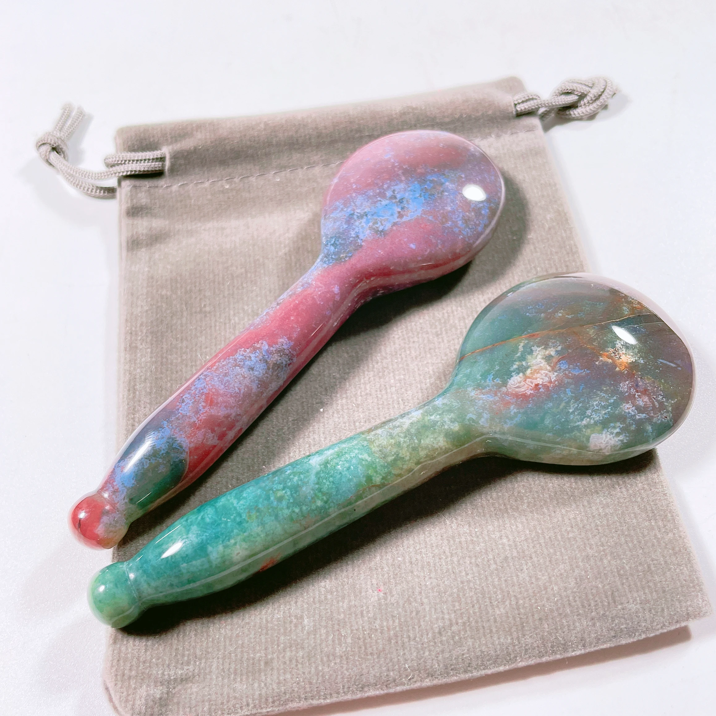 Huiying Cheap Price Indian Agate Spoon Gem Guasha Face Massage Board Tool