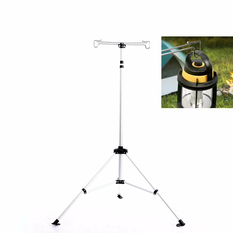 Twist Lock Adjustable Camping Folding Lamp Pole Collapsible Aluminum Lantern Stand Hanging Light Holder Stick