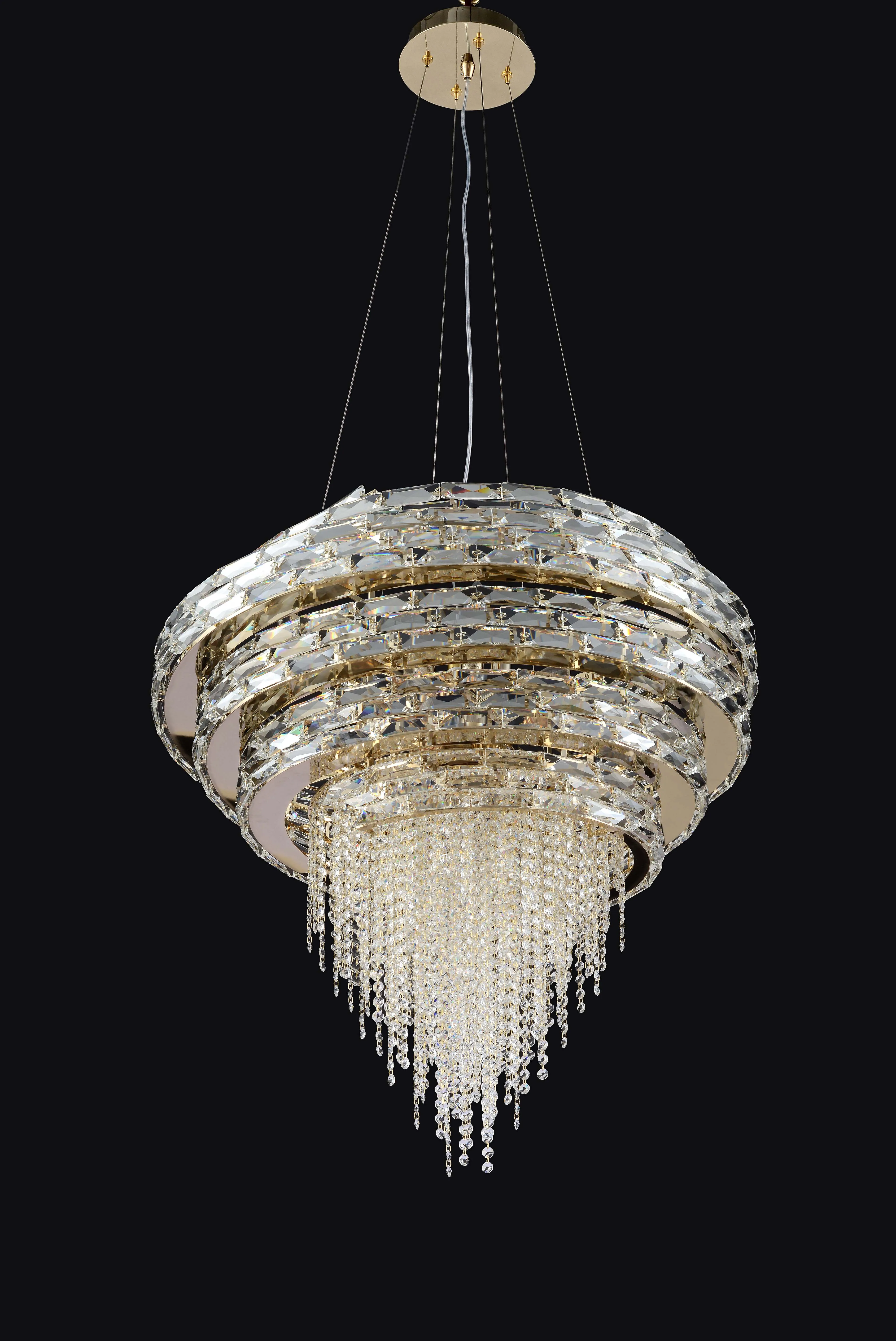Custom luxury K9 crystal ring chandeliers Crystal beads Pendant Light for lobby hotel decoration