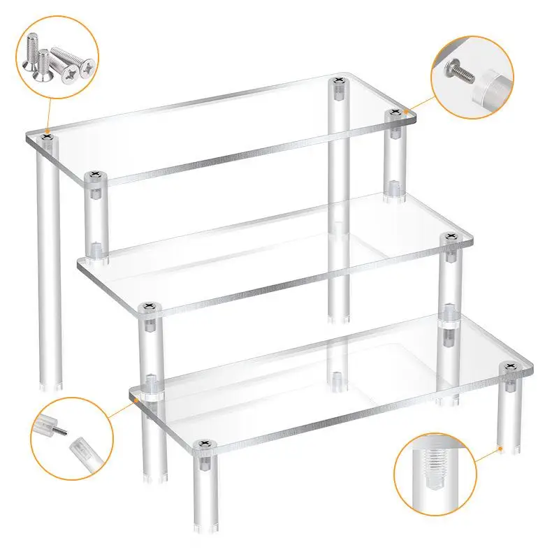 Clear Acrylic Display Step Riser Display Stand For Funko Pop Figures Cupcake Cosmetic Nail Polish Clay Figurine Jewelry