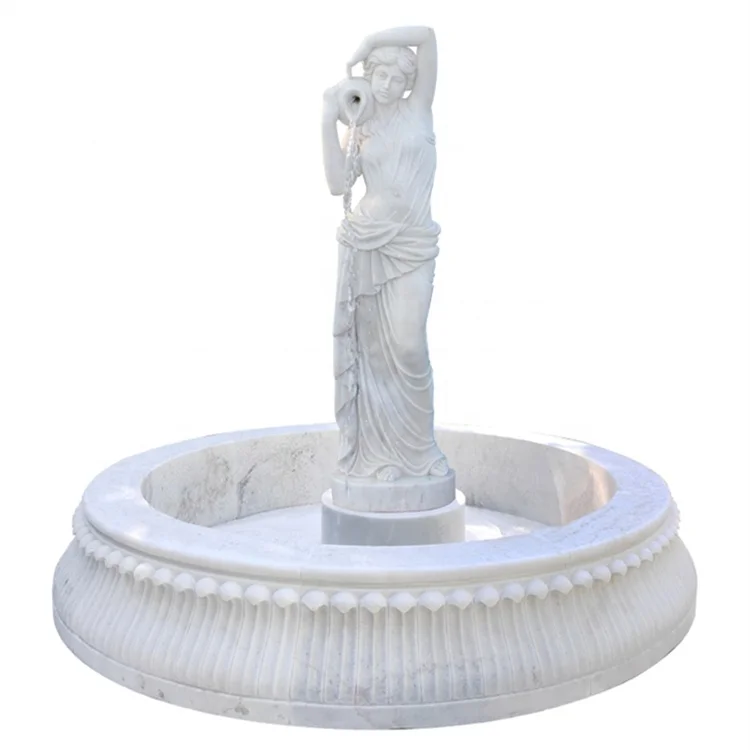 White marble stone fountain for sale foinse customized garden waterfalls for sale hand-carved beige marble water fountain