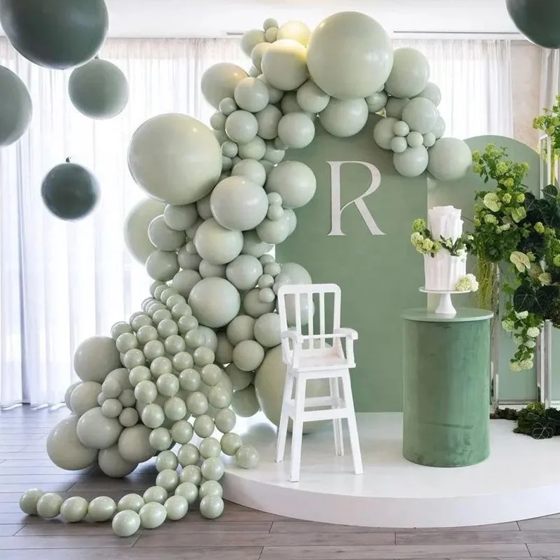 Green colors Balloon Arch Garland kit for christening first one birthday baby bridal shower Party Anniversary  wedding deco