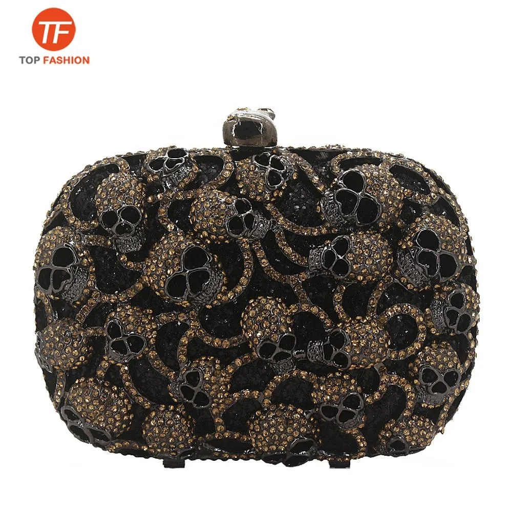 Factory Wholesales Small Crystal Rhinestone Clutch Bag for Formal Party Skulls Head Clutch Purse Cute Handbag