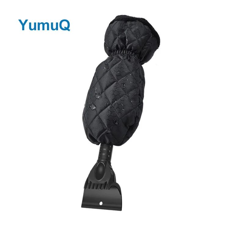 YumuQ 41-46cm Snow Brush and Detachable Ice Scraper,Comfortable Foam Grip Scraper with Plush Gloves