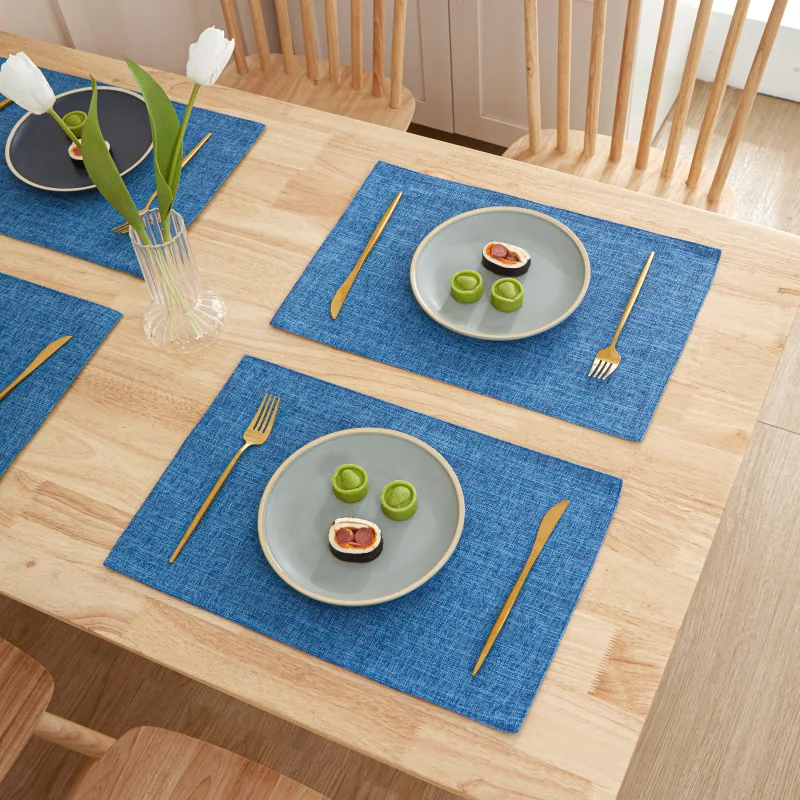 Libosa ins Wind linen solid color placemat cross-border fabric insulated dining table mat Western food coaster napkin