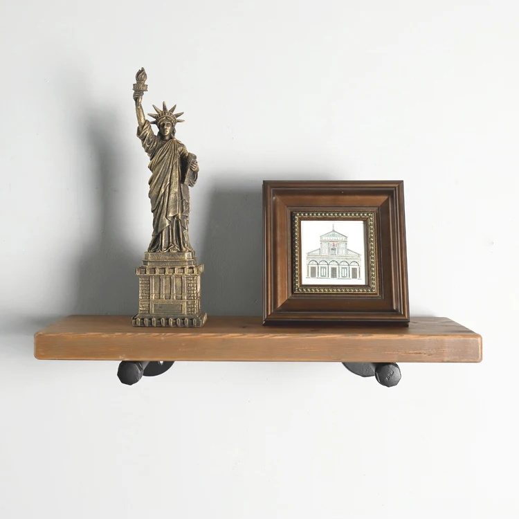 
Furniture living room rustic pipe shelf wood clothes store display rack 