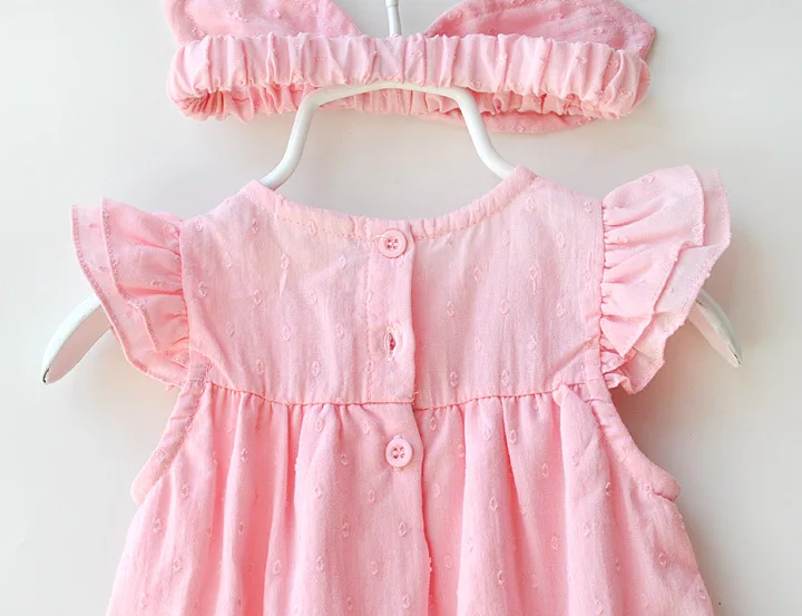 Summer Baby Dress Wedding Pink Dress White Baby Dress Newborn Solid Headband Set for 6 Month Baby Girl Children Mini Bage Floral