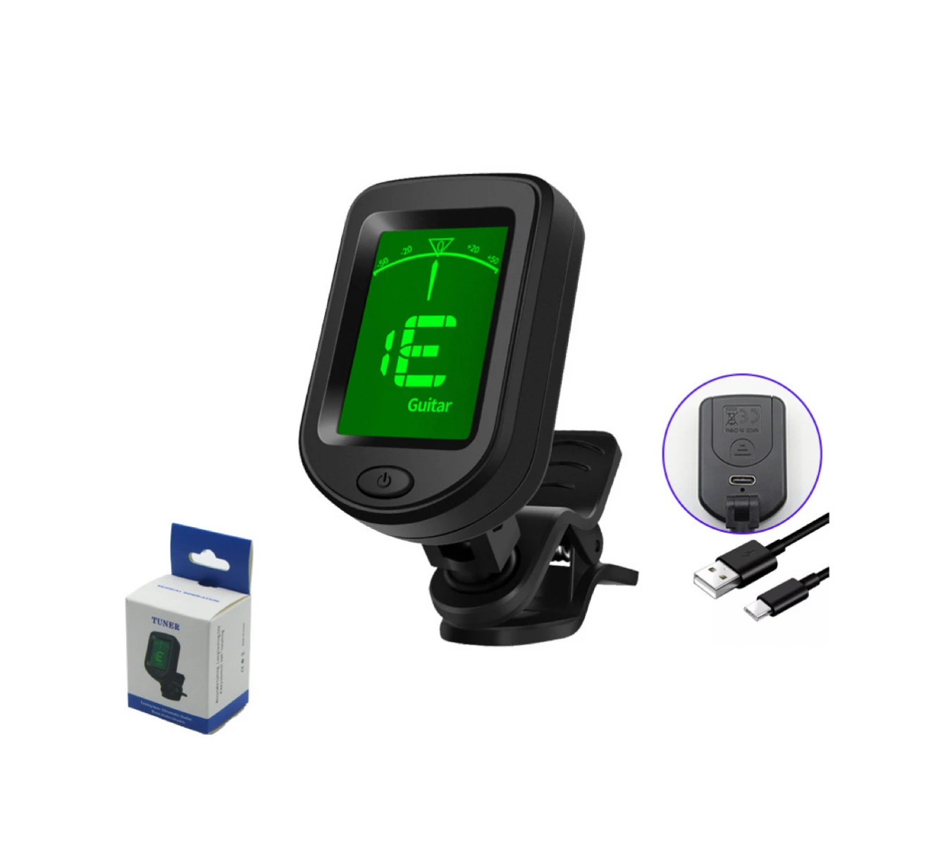 Wholesale lcd tuner digital clip on/clip-on guitar tuner electric with charging for stringed instruments part guitar accessories