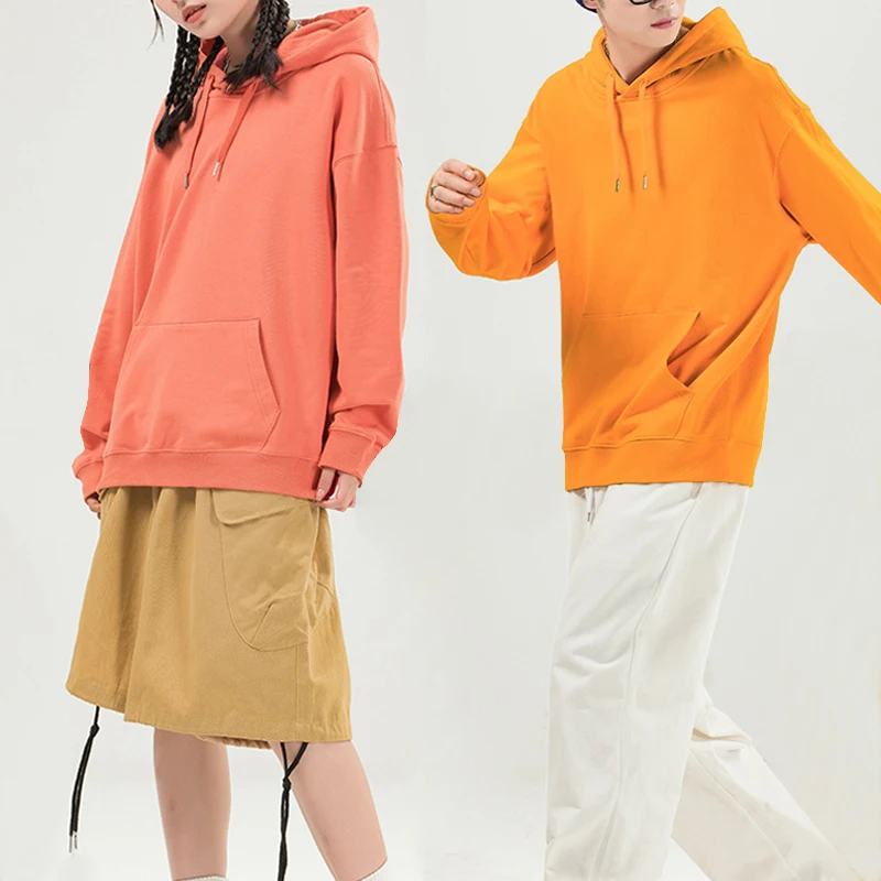 Unisex Solid Basic Oversized Hoodies Loose Sweatshirt Long Sleeve Kangaroo Pocket Drop Shoulder Pullovers Top Sweaters