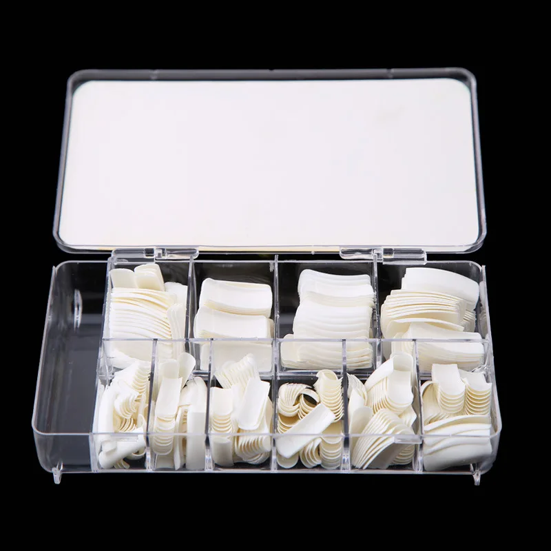 500pcs/Box Artificial Half Cover Nail Tips Acrylic Transparent Nail Capsules French Manicure False Nails