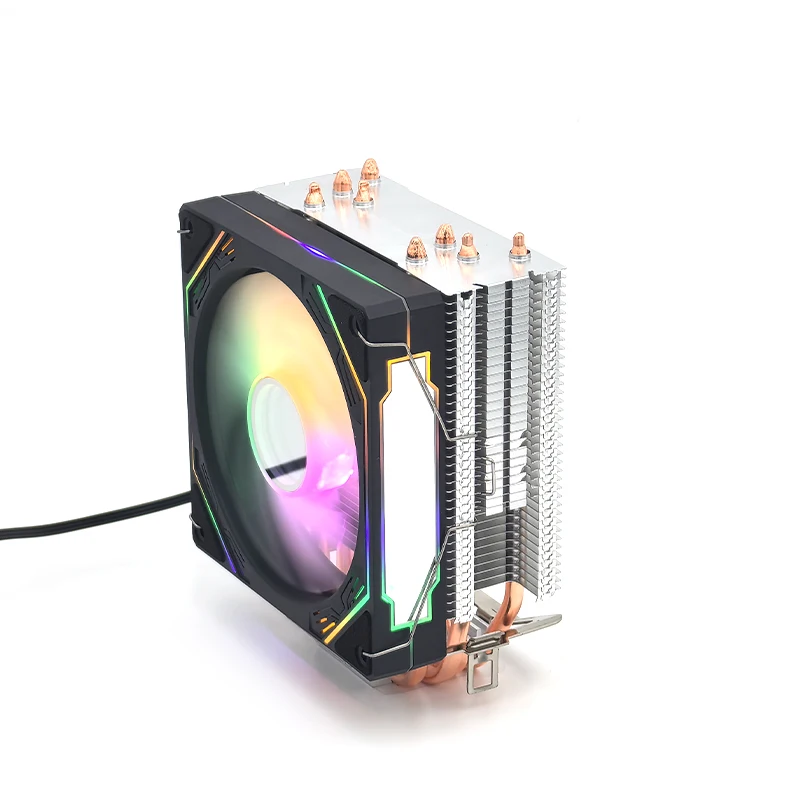 Bulk In Stock 4 Copper Pipe CPU Cooler Cooling Fan rgb 120mm Computer CPU OEM Heat Sink Heat Pipe Lighted CPU Air Cooler Fan