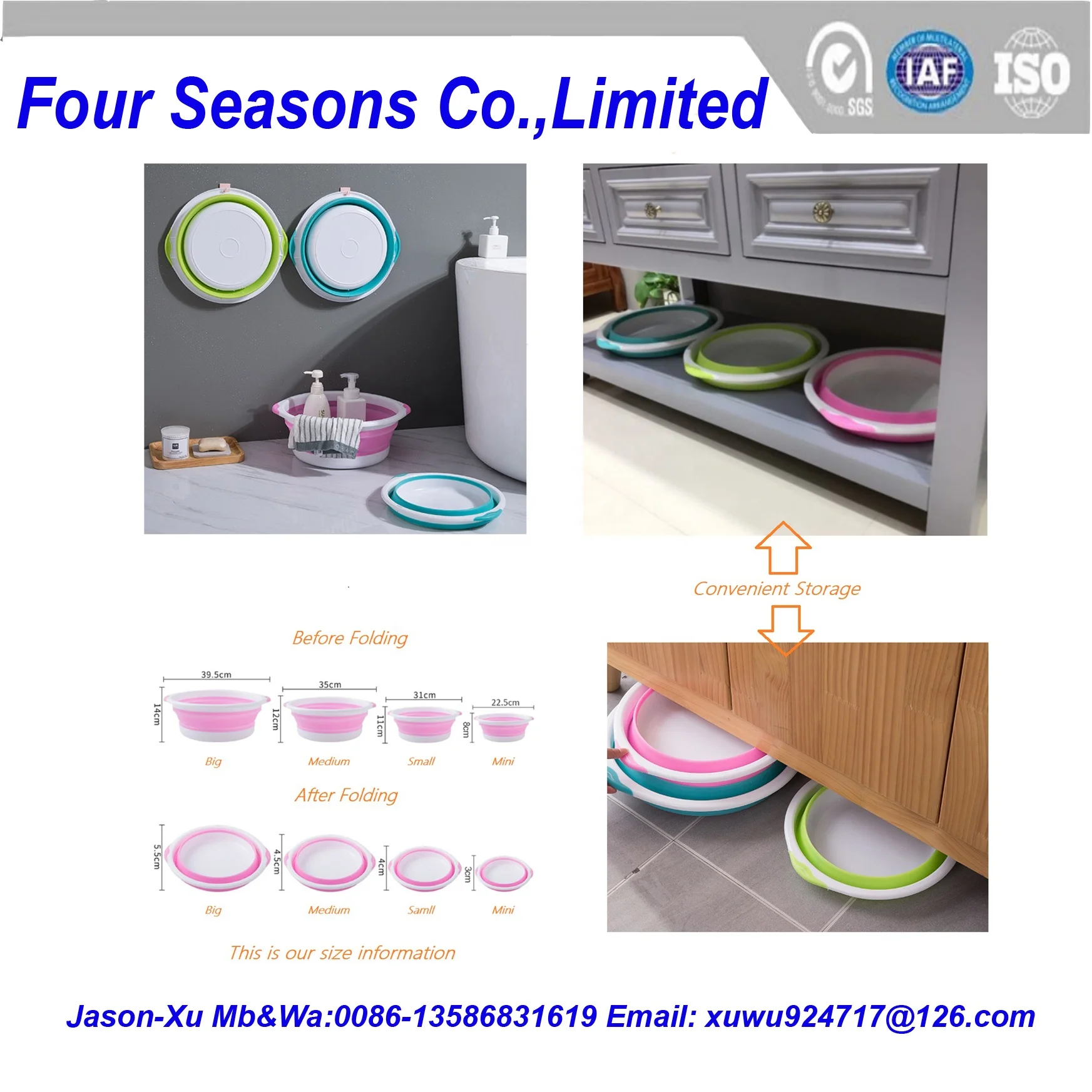 Складная Силиконовая раковина для стирки