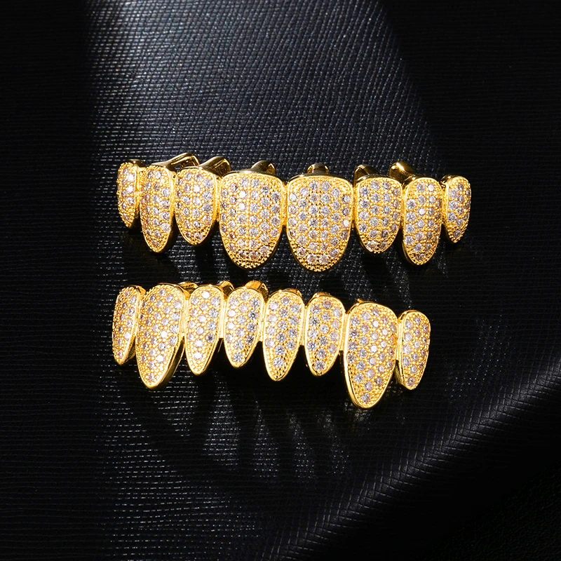  Iced Out полностью вымощенные шикарные камни из кубического циркония Grillz CZ бриллианты грили мужские Рэппер Роскошные Хип-хоп ювелирные