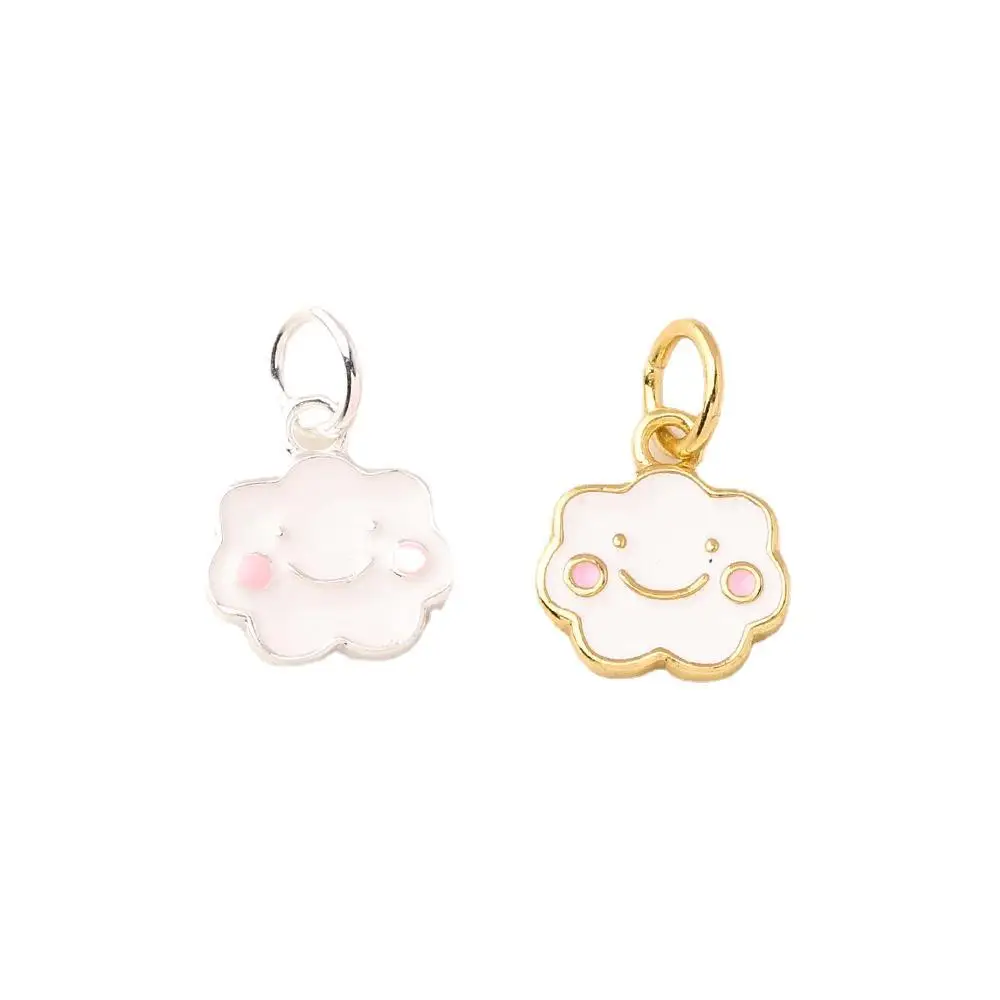 S925 Silver Cute Simple Cloud Red Book DIY Bracelet Accessories Drop Glue White Cloud Smiling Pendant Fashion Pendants Charms