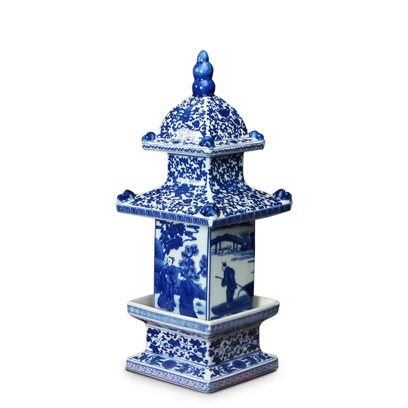Jingdezhen blue and white ceramic ornaments custom towel  for home decoration