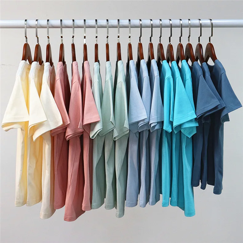 Free Sample 175/205gsm High Quality Wide Boxy Blank T Shirt Heavy Weight Cotton Tshirt Oversized Black White T-shirt For Kids