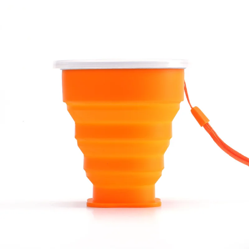 Portable muti-function collapsible silicone travel cups collapsible silicone rubber drinking cup with lid