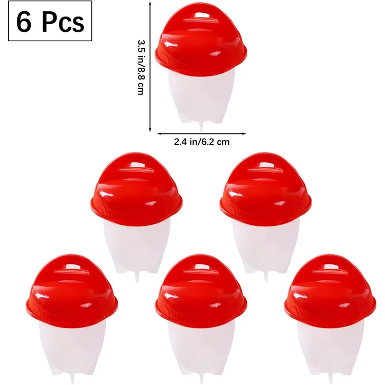 6Pcs/Set Egg Poachers Cooker Silicone Non-Stick Egg Boiler Cookers Pack Boiled Eggs Mold Cups Steamer Kitchen Gadgets Tools