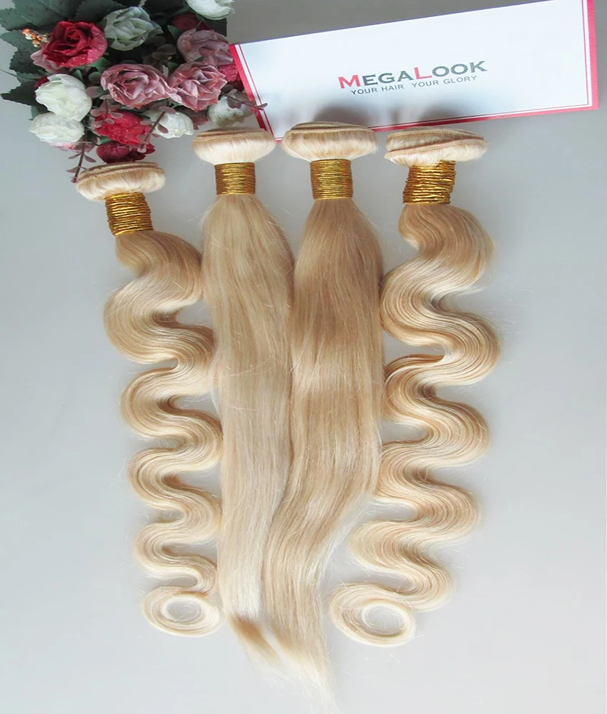 Wholesale Cheap 10A Grade 613 Blonde Indian Virgin Body Wave Cuticle Aligned Human Hair Bundles