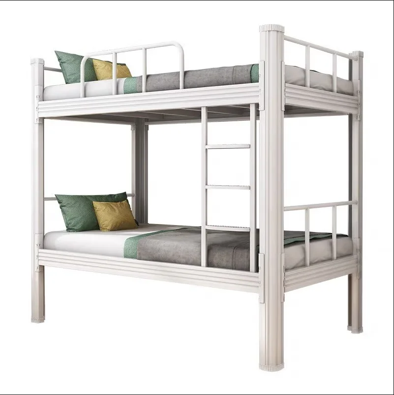 Factory Wholesale Double Steel Bed School Dormitory Bunk Hotel Apartment Economy Frame with Shoe Cabinet
