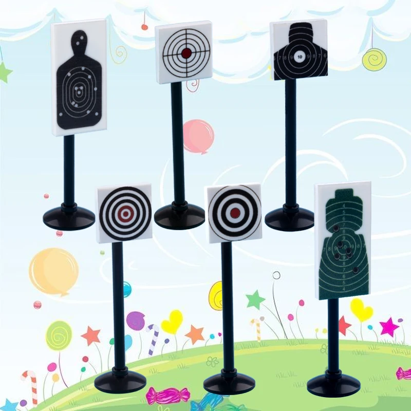 
MOC city police mini figures accessories shooting target printing brick Compatible With Legoinglys building blocks toys 