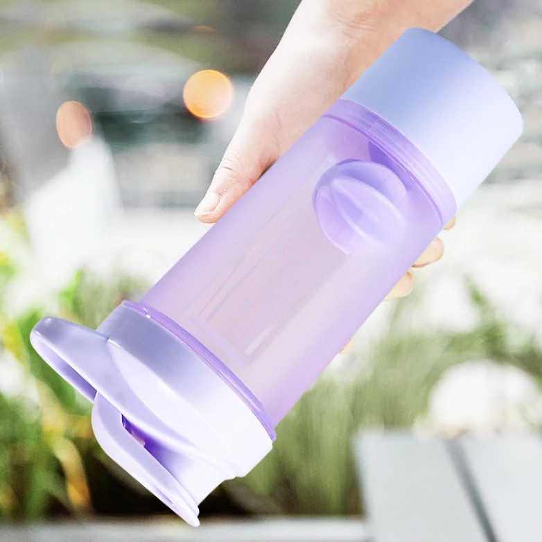 Cheap Promotional Business Gift 500ml 2 in 1 Purple Bpa Free Plastic Fitness Gym Shaker Bottle With Protein Container