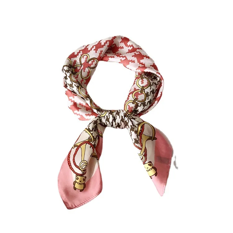 New 2021 Korean Daqian Spring and Summer Bird Pattern Fresh Printed Silk Scarf