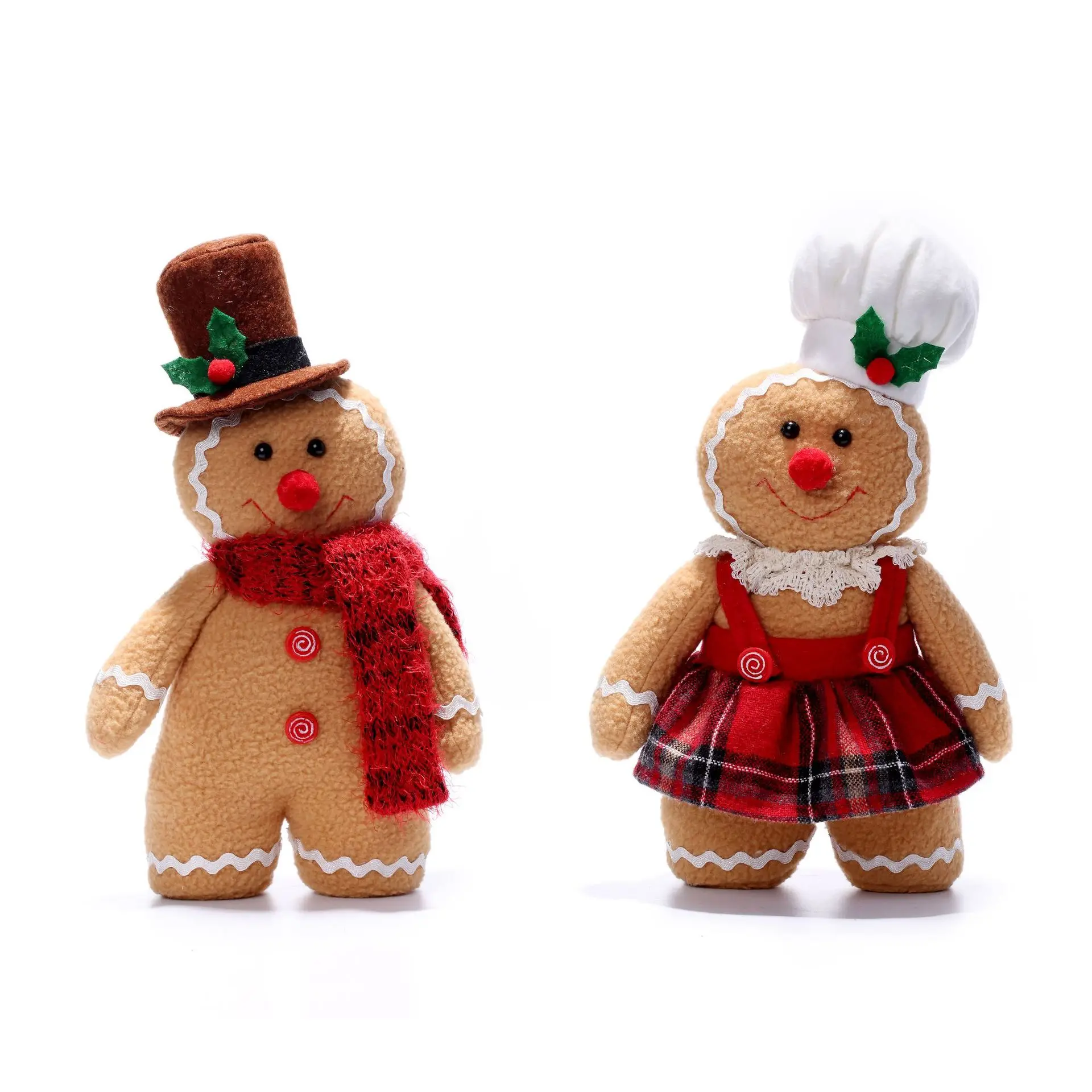 New Plush With Hat European American Gingerbread Stuffed Animal Toy Wool Dwarf Doll Christmas Decoration Pillow