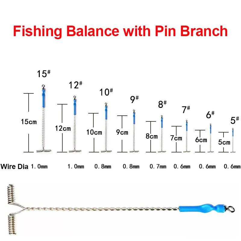Stainless Steel Fishing Balance Rigs Hooks Wire Arm T Shape Swivel Twisted Crapp Cross-Line