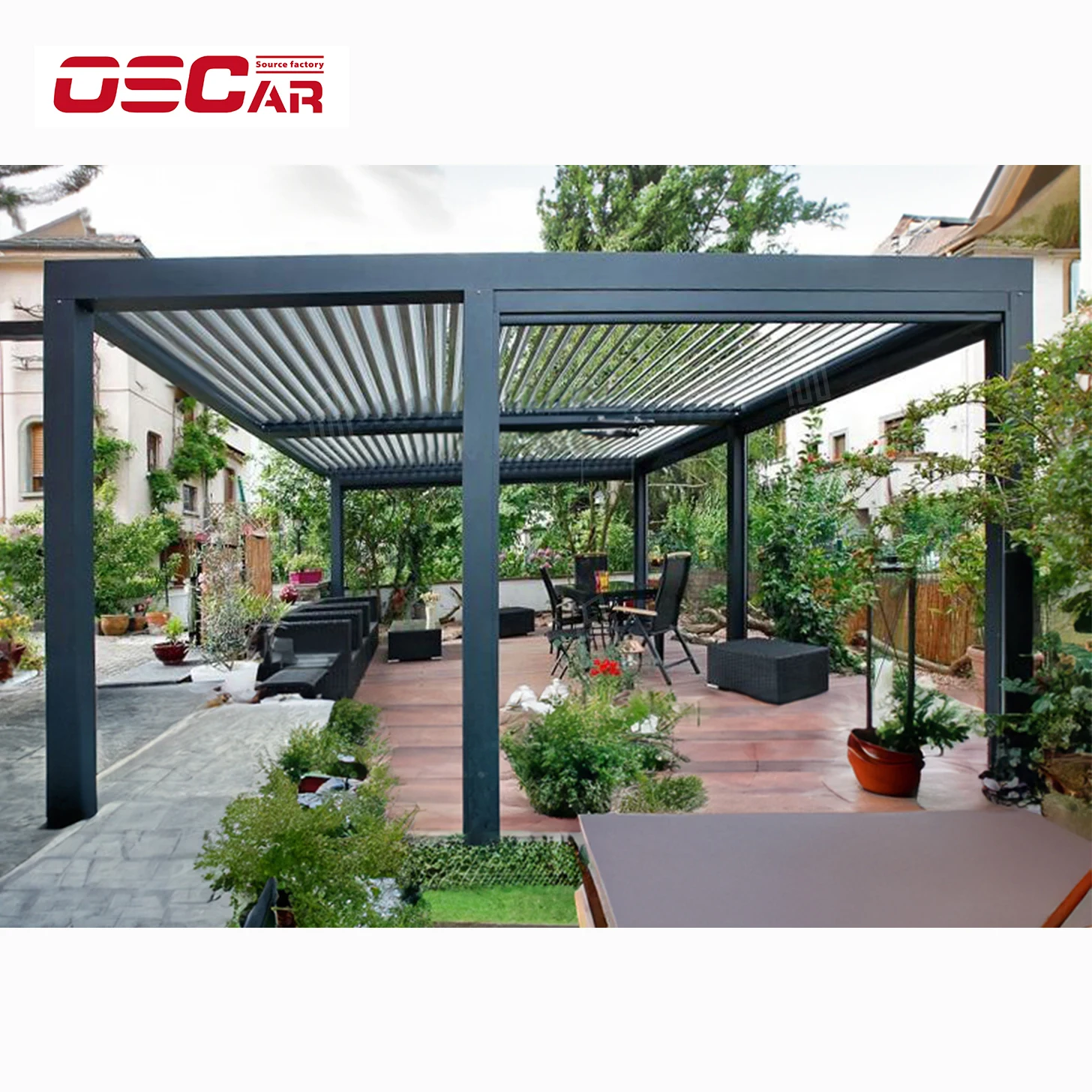 Design Outdoor Electric Motorized Aluminum Louver Roof Smart Pergola Pavilion