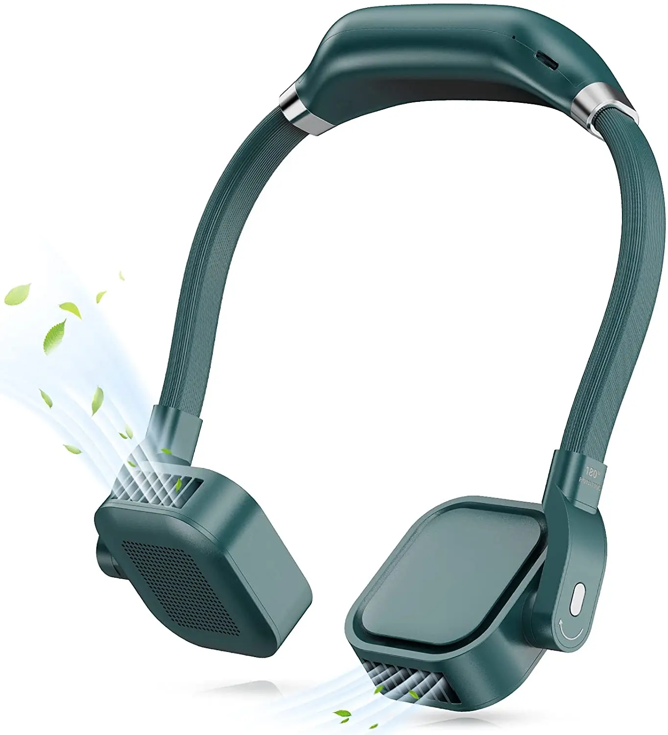 Rechargeable Battery Powered, 3 Speeds, Natural Bladeless Hand-free Neck Fan, 4000mah Plastic Portable Sports Fan 5V Ltd. 5hours