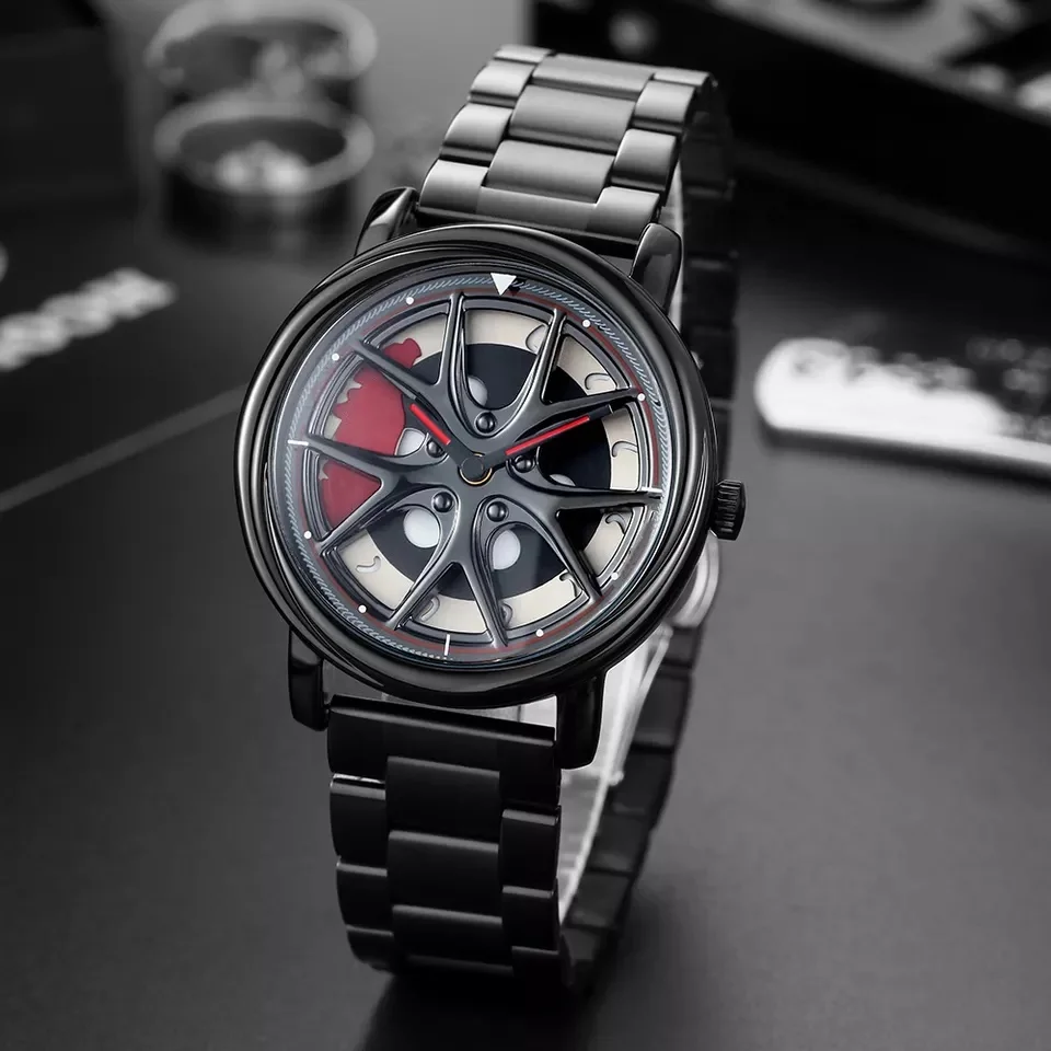 New product Wheel Dial Car Watches Design Car Wrist Watch 360 Degree Rotating Sport Quartz Watch