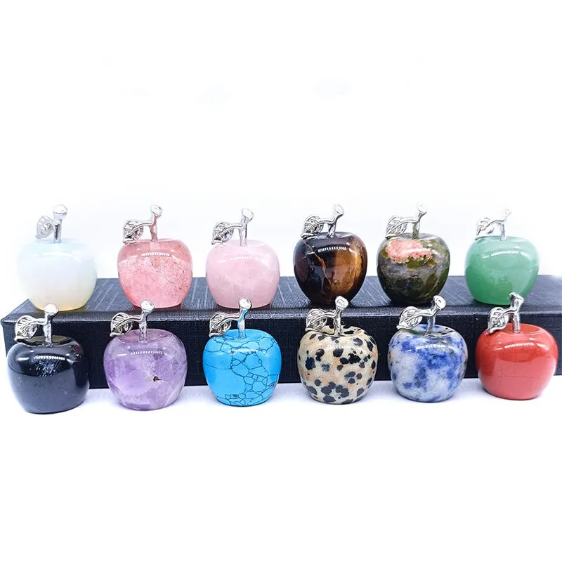 mixed crystals apple carvings chakra gemstone small crystal apple for christmas gift