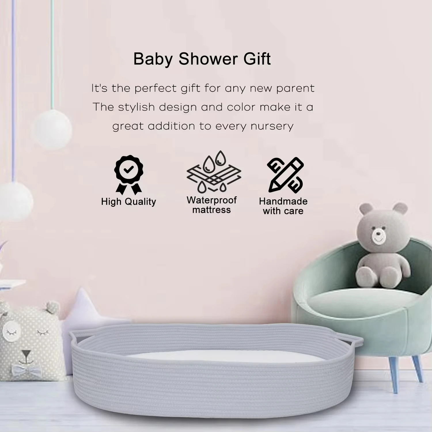 2024 Newborn Baby Gift Set Cotton Rope Baby Changing Basket with Diaper Caddy Basket