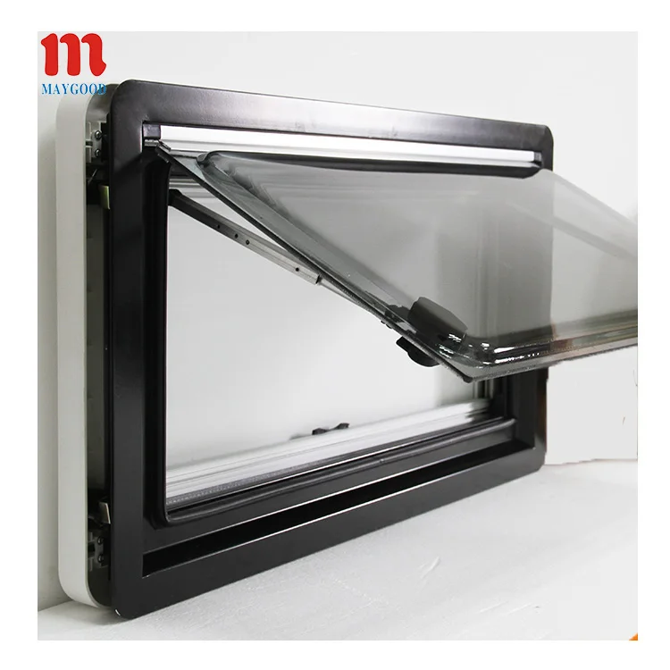 MG 16RW high quality black aluminum outer frame and white ABS inner 700X800mm caravan window for motor home