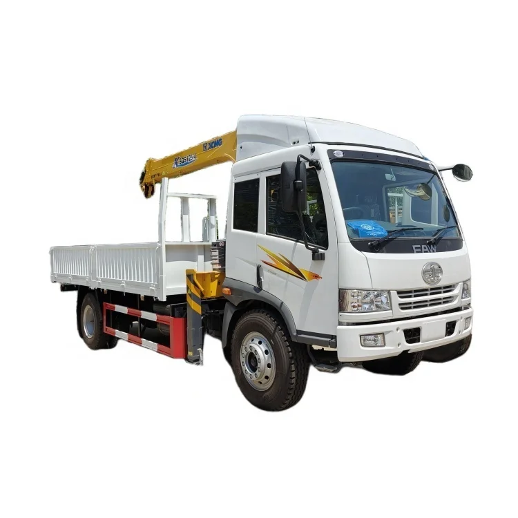 New Arrival FAW Truck Mounted 5 Tons Crane 4X2 Truck with 5T Crane with Row and a Half Cab