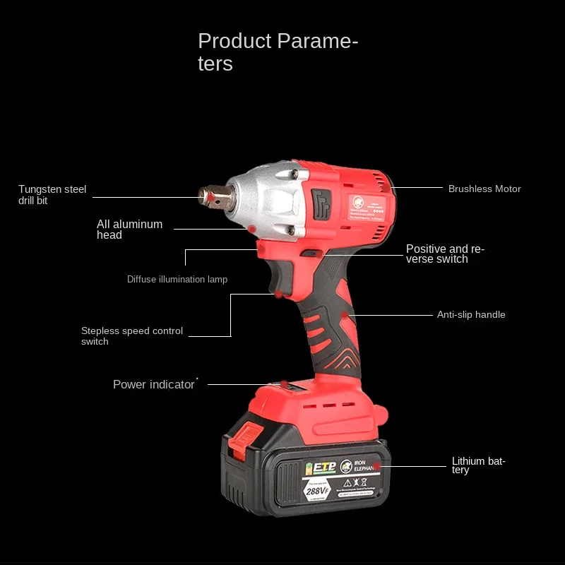 2024 New Large Torque 20V Electric Impact Wrench Stepless Variable Speed Switch Foreign Trade Wholesale