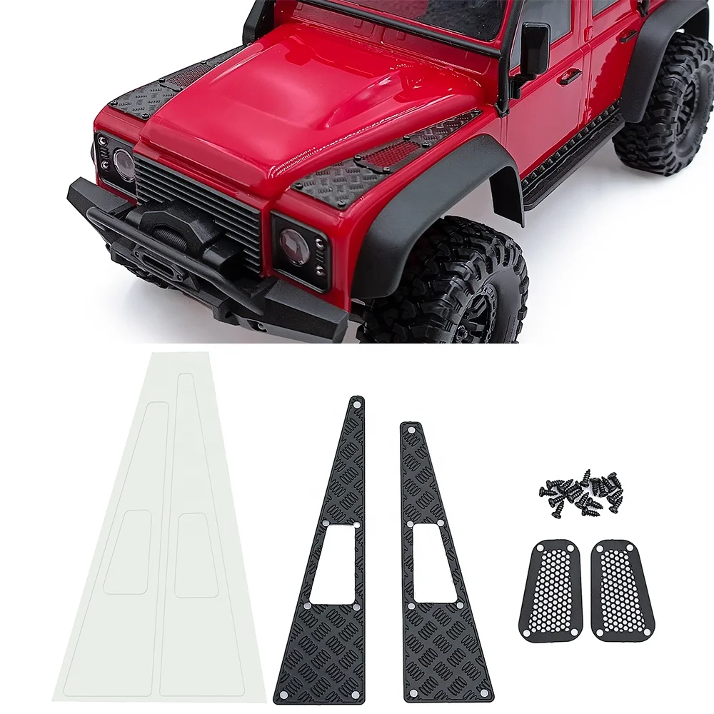 Advanced Metal Skid Plate Side Skirt Intake Grille Trim Tail Door Anti-Scratch Plate for 1/18 RC TRX4M Defender Spare Parts