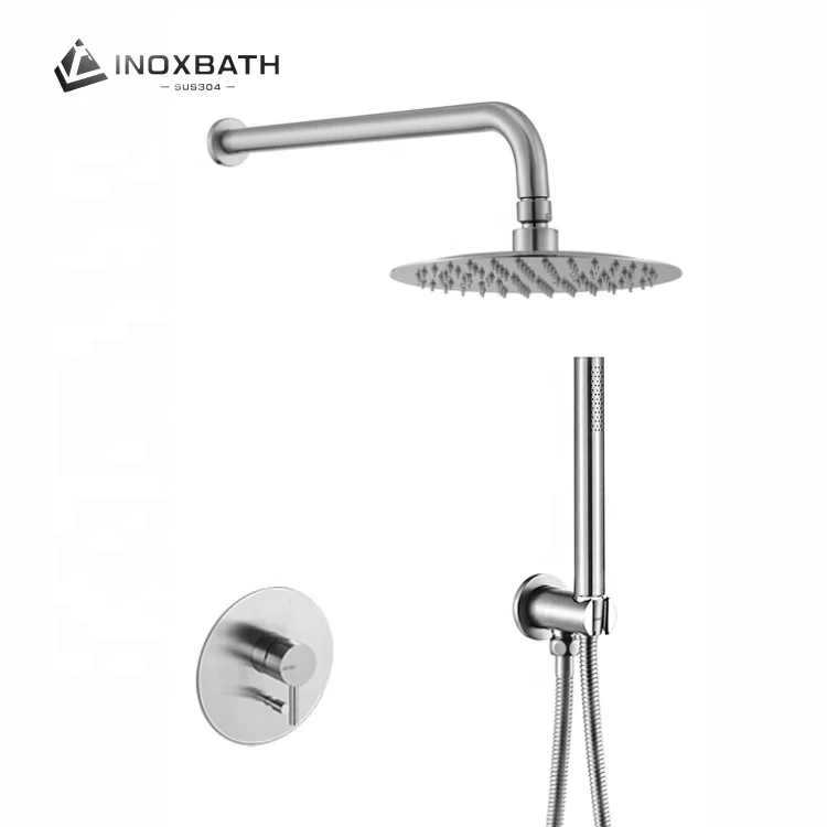 Hot Cold Water In-wall Mounted 304 Stainless Steel Bathroom  Shower Mixer set bath concealed Shower Faucet