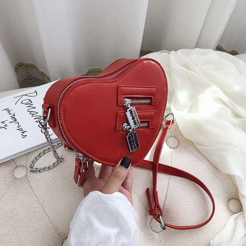 
Women Purses Handbag Women Chain Crossbody Bag Ladies Purse And Clutch Bag Red Love Heart Shape Shoulder Bag 