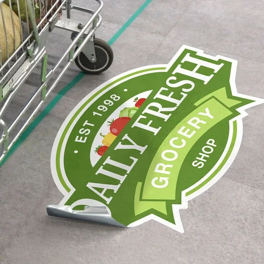 Solvent Printing Social Distancing Die Cut Decal Vinyl Floor Sticker For Decorative